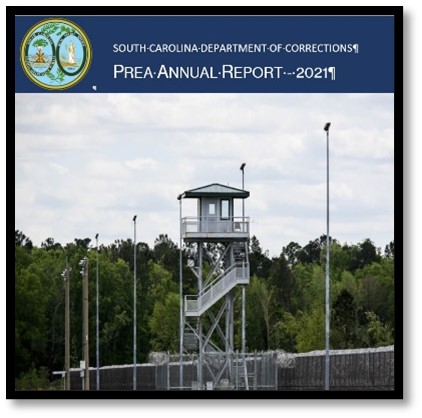 Watchtower with SCDC logo and PREA Annual Report 2021 title