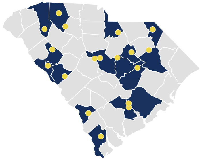 image of state of south carolina with counties outlined